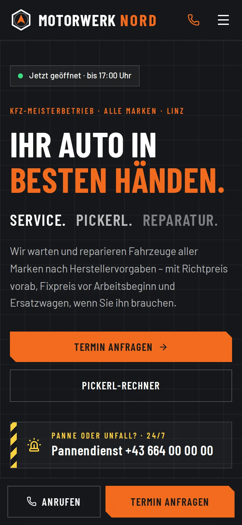 Demo-Website Motorwerk Nord am Smartphone